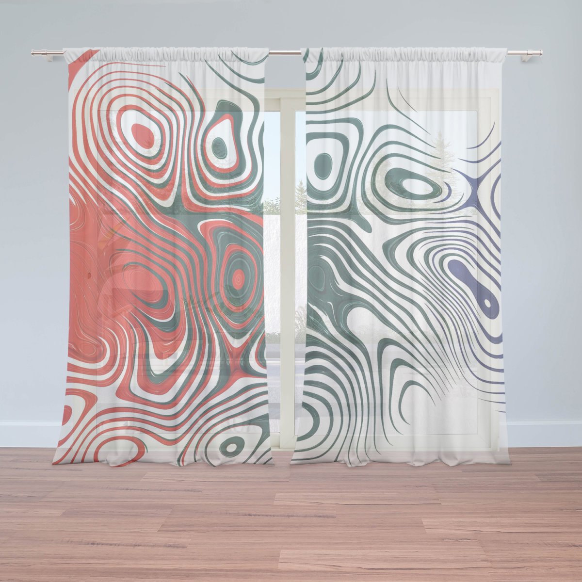 Sablio Záclony Dvoubarevná abstrakce: 2ks 150x250cm