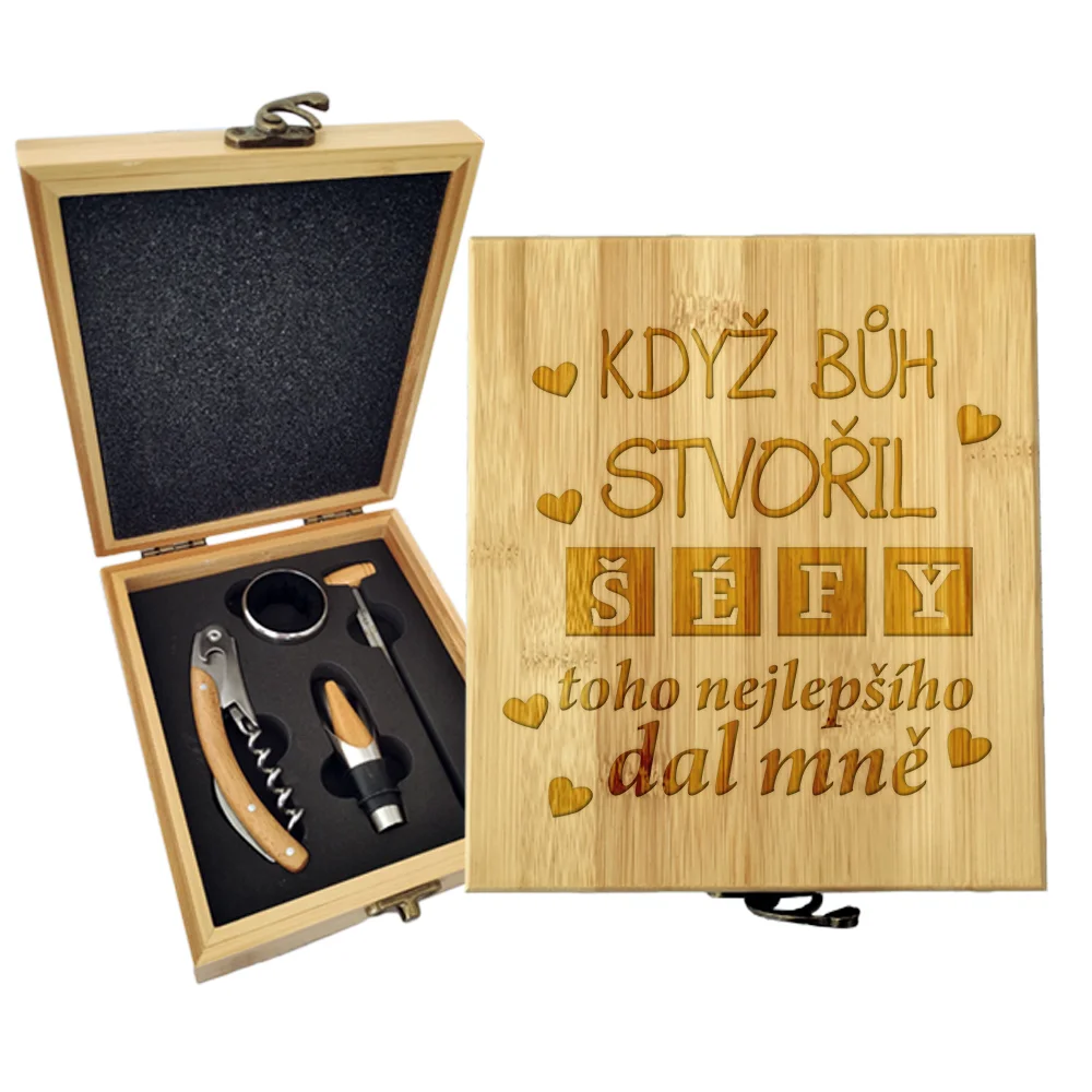 Dárková sada na víno Když Bůh stvořil šéfy: 147×168×49 mm