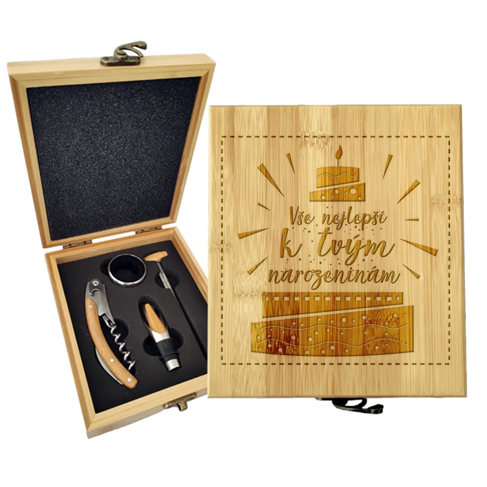 Sablio Dárková sada na víno Vše nejlepší k tvým narozeninám: 147×168×49 mm