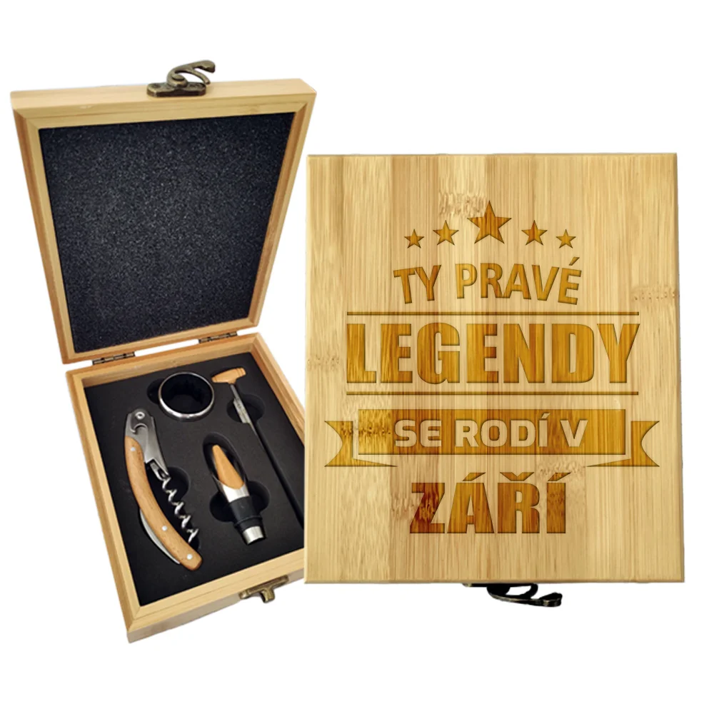 Sablio Dárková sada na víno Ty pravé legendy se rodí v září: 147×168×49 mm