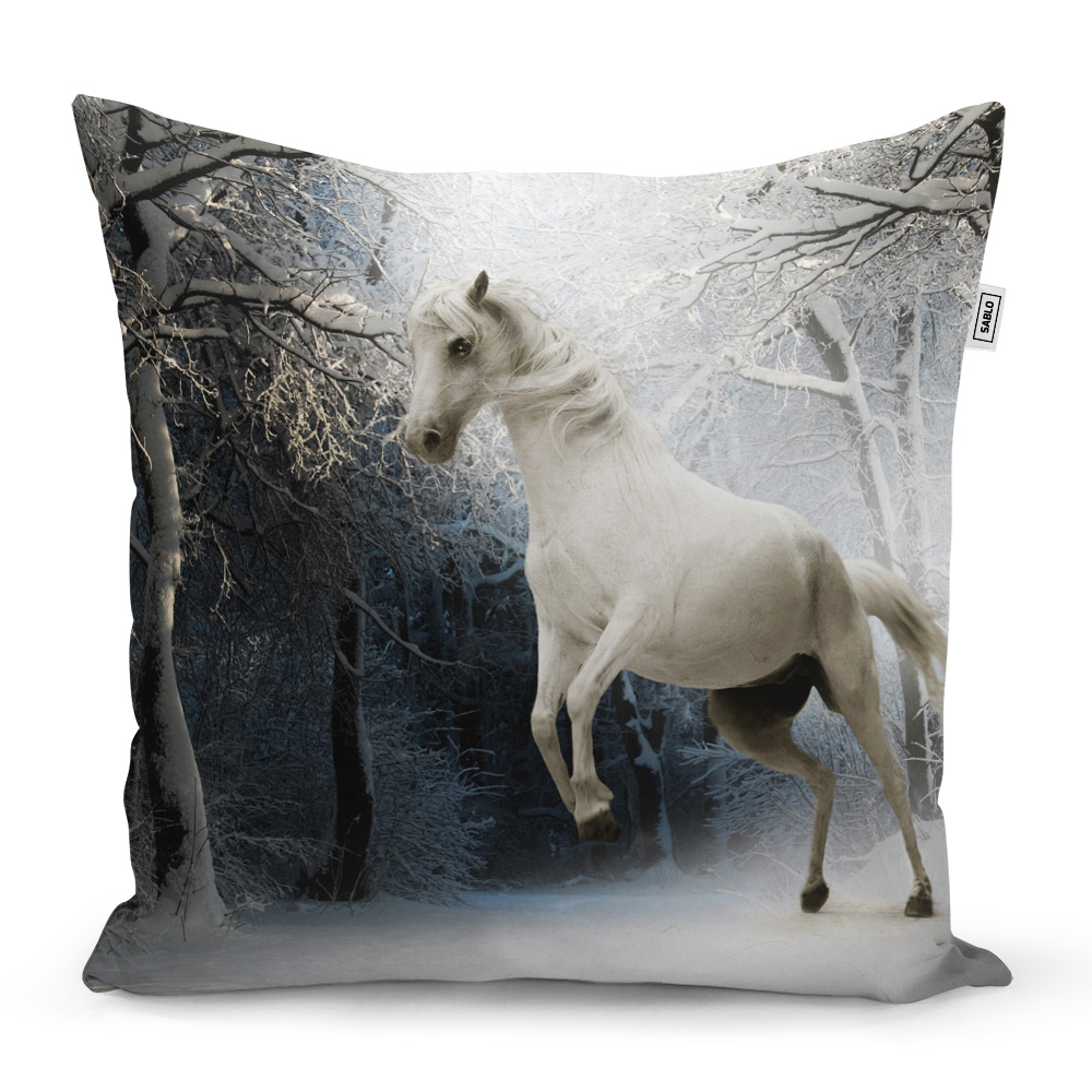 Sablio Polštář Bílý kůň - 60x60 cm