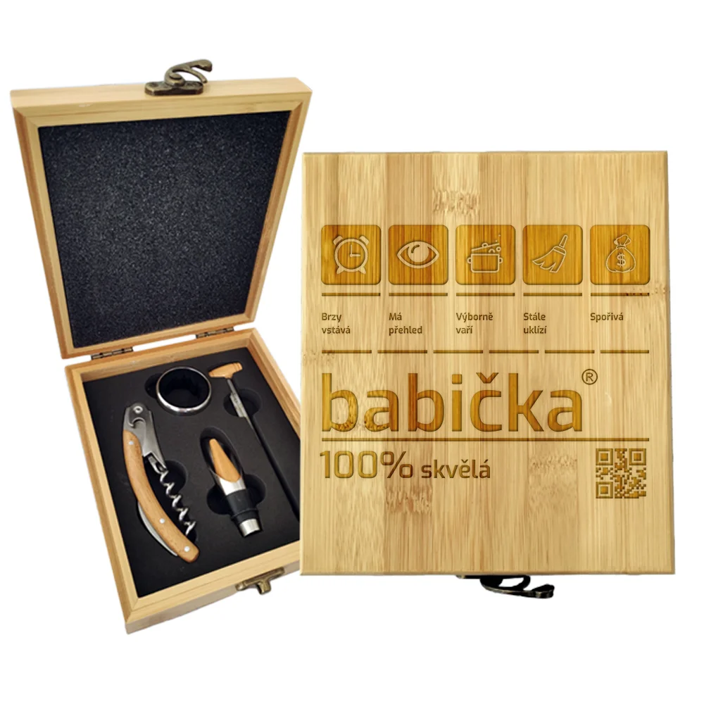 Dárková sada na víno Babička: 147×168×49 mm