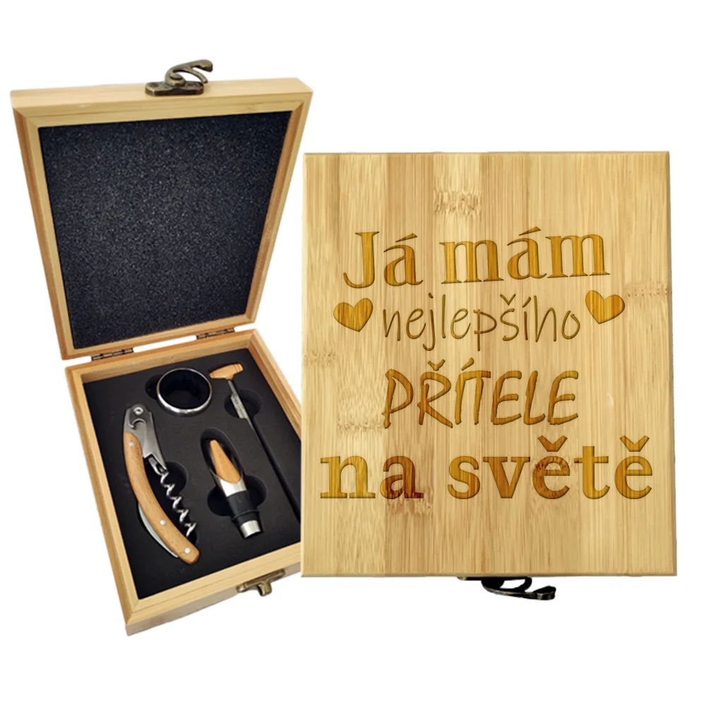 Dárková sada na víno Já mám nejlepšího přítele na světě: 147×168×49 mm