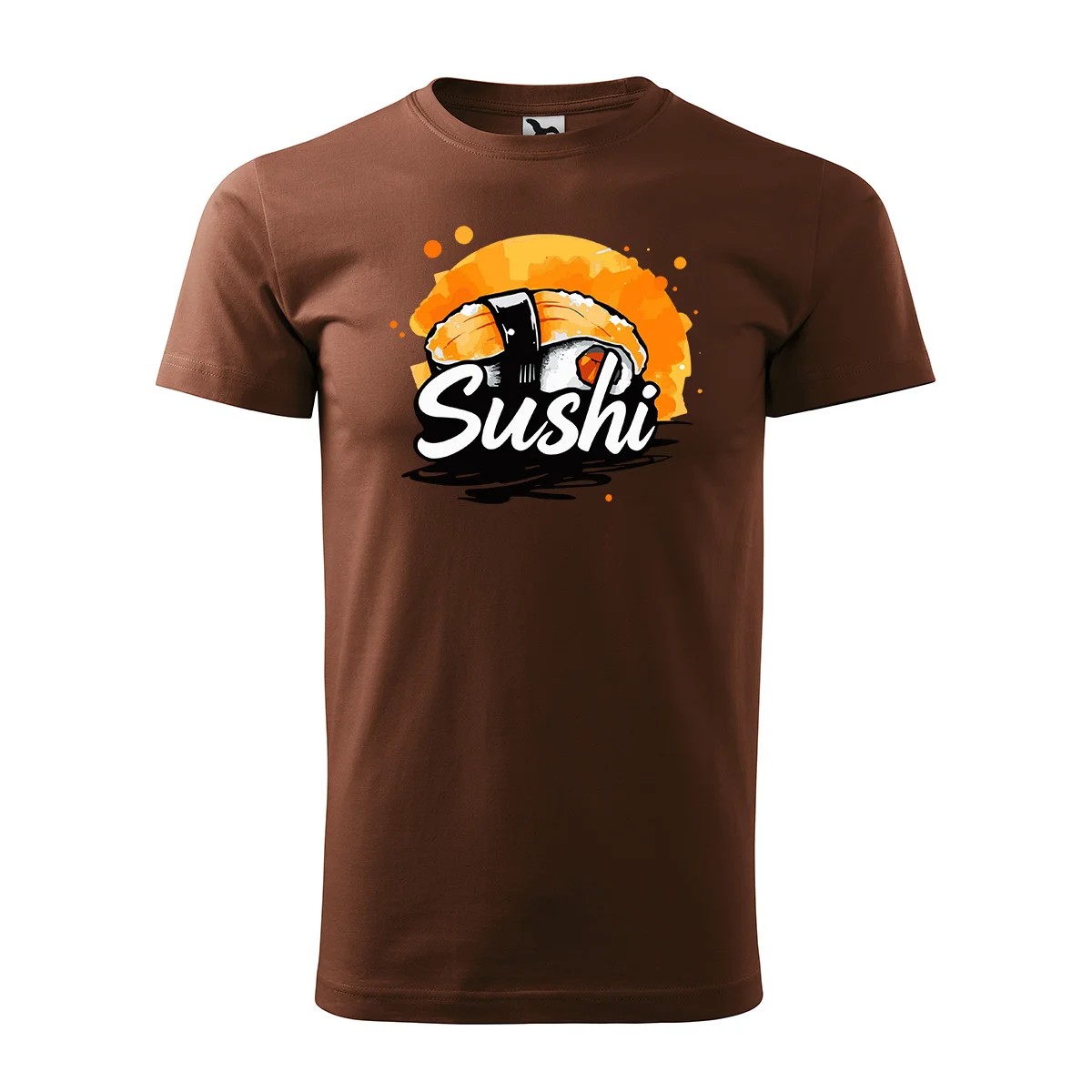 Tričko s potiskem Sushi - hnědé S