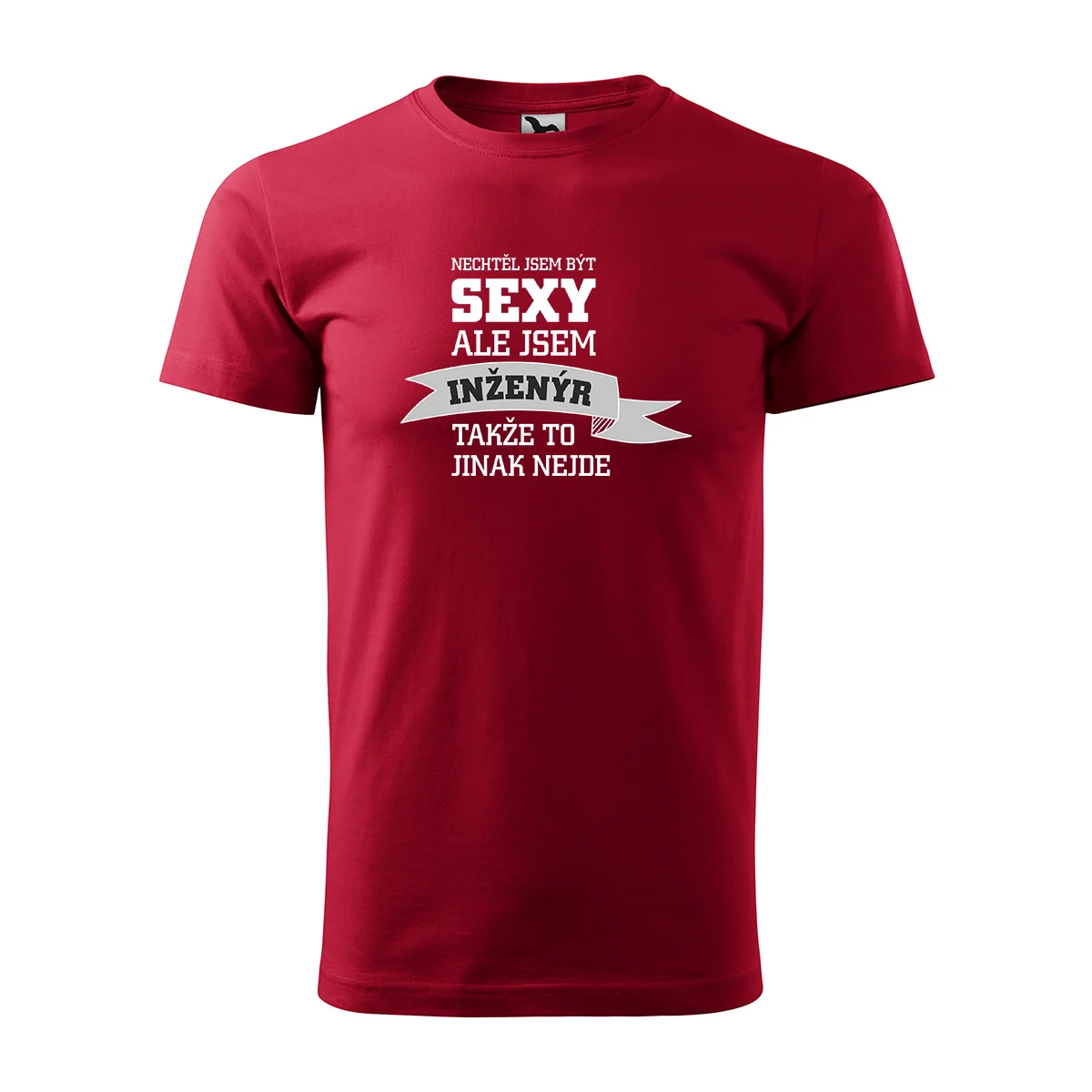 Tričko s potiskem Nechtěl jsem být sexy, ale jsem inženýr - červené 2XL