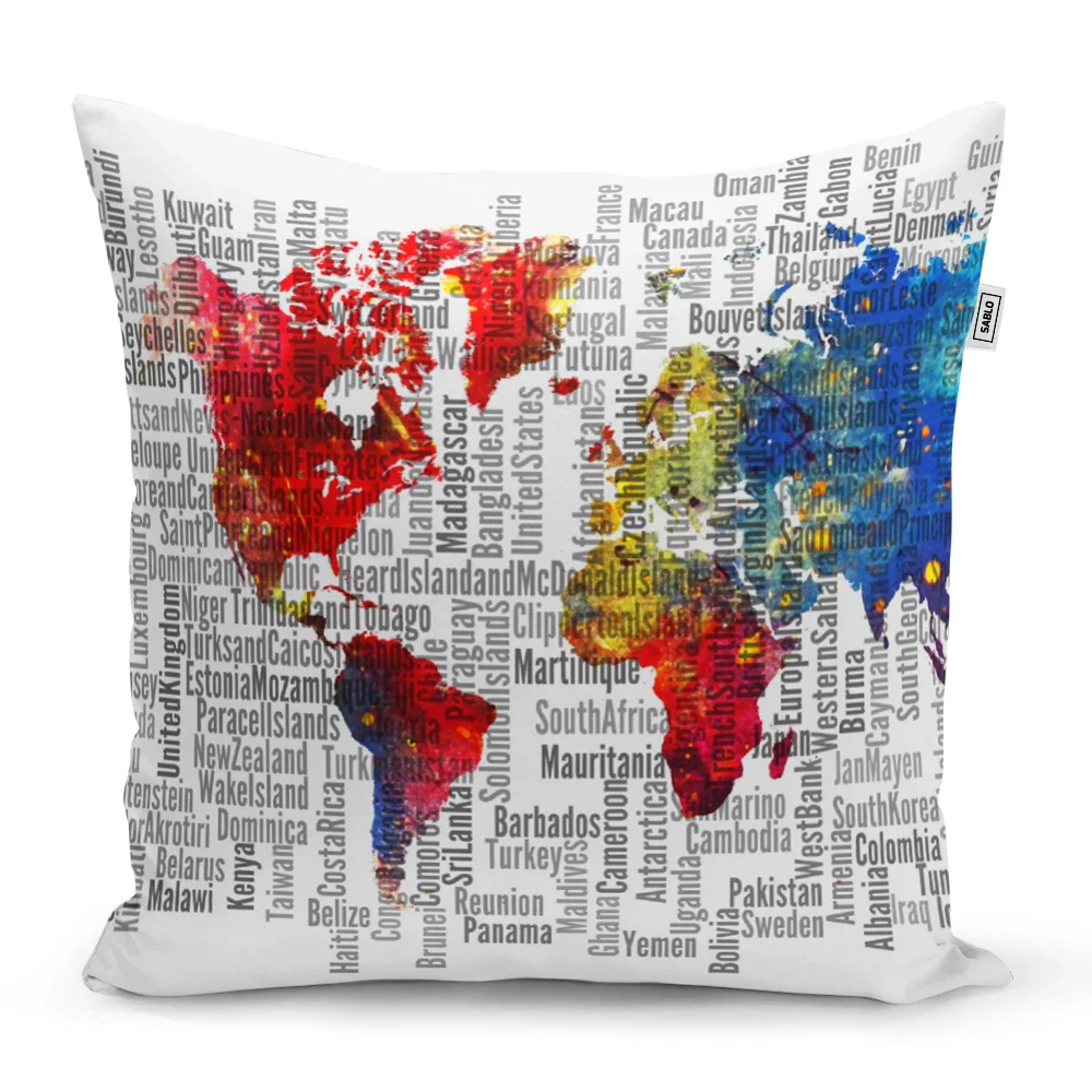 Polštář Jména států - 40x40 cm
