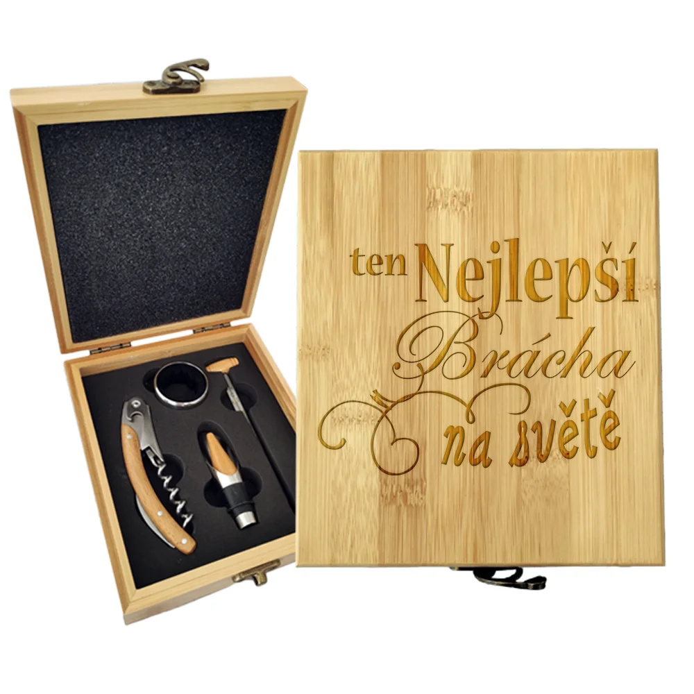 Dárková sada na víno Ten nejlepší brácha na světě: 147×168×49 mm