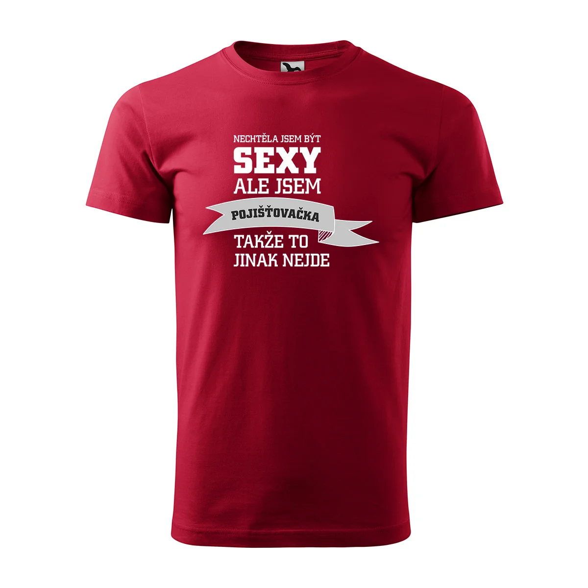 Tričko s potiskem Nechtěla jsem být sexy, ale jsem pojišťovačka - červené XL