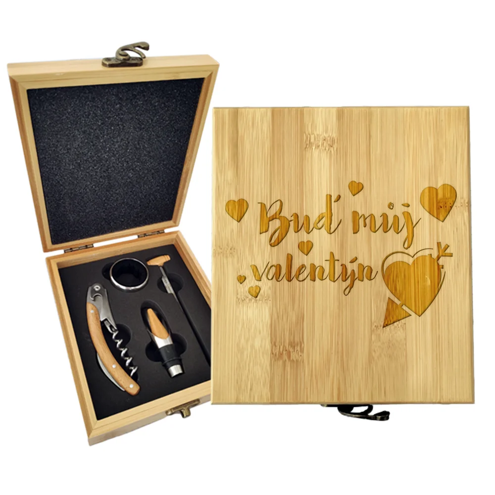 Dárková sada na víno Buď můj Valentýn: 147×168×49 mm