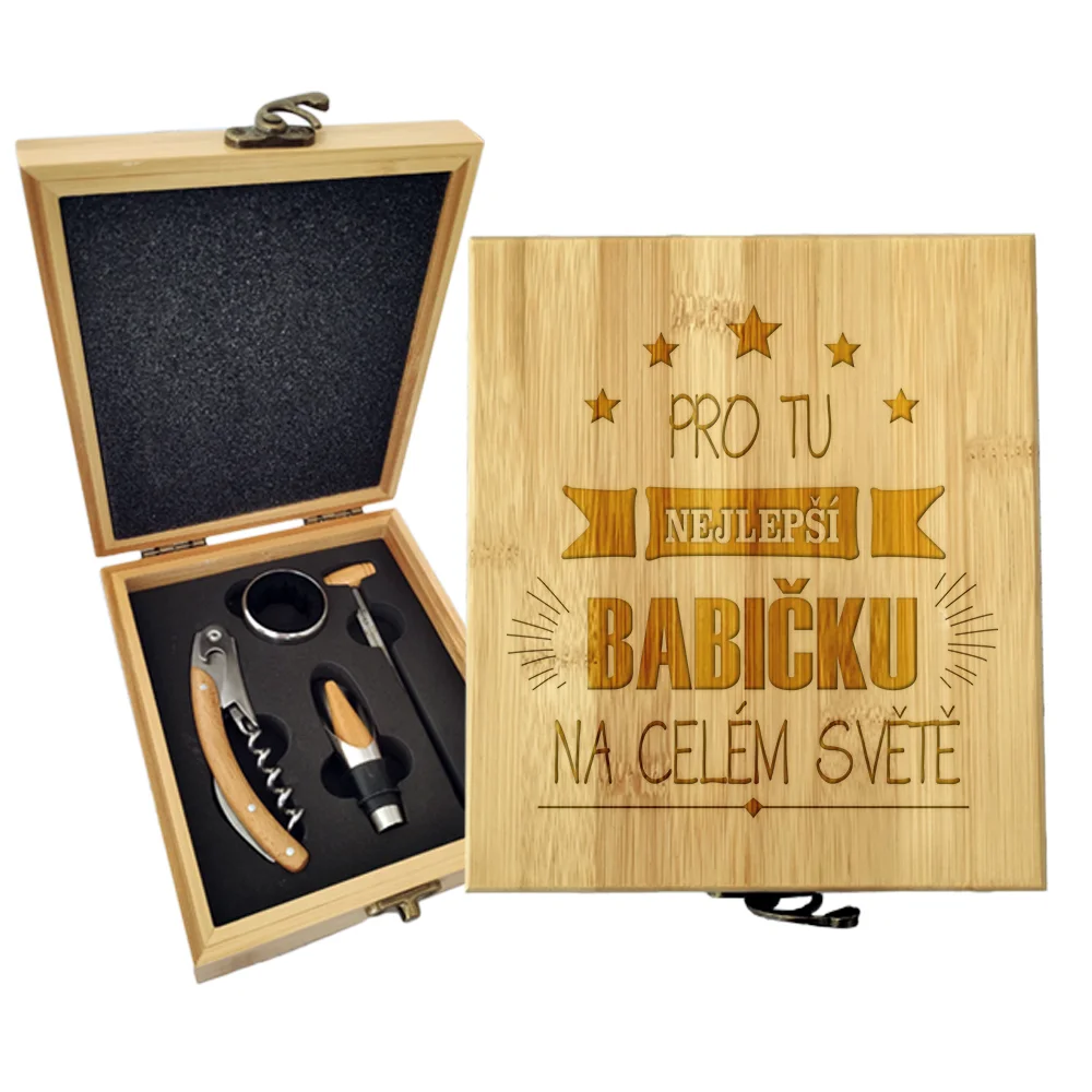Dárková sada na víno Pro tu nejlepší babičku: 147×168×49 mm