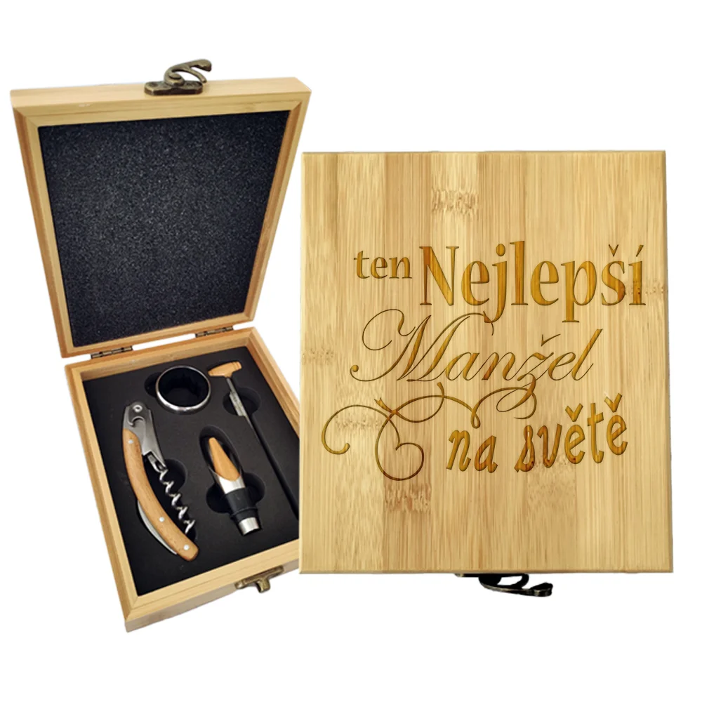 Dárková sada na víno Ten nejlepší manžel na světě: 147×168×49 mm