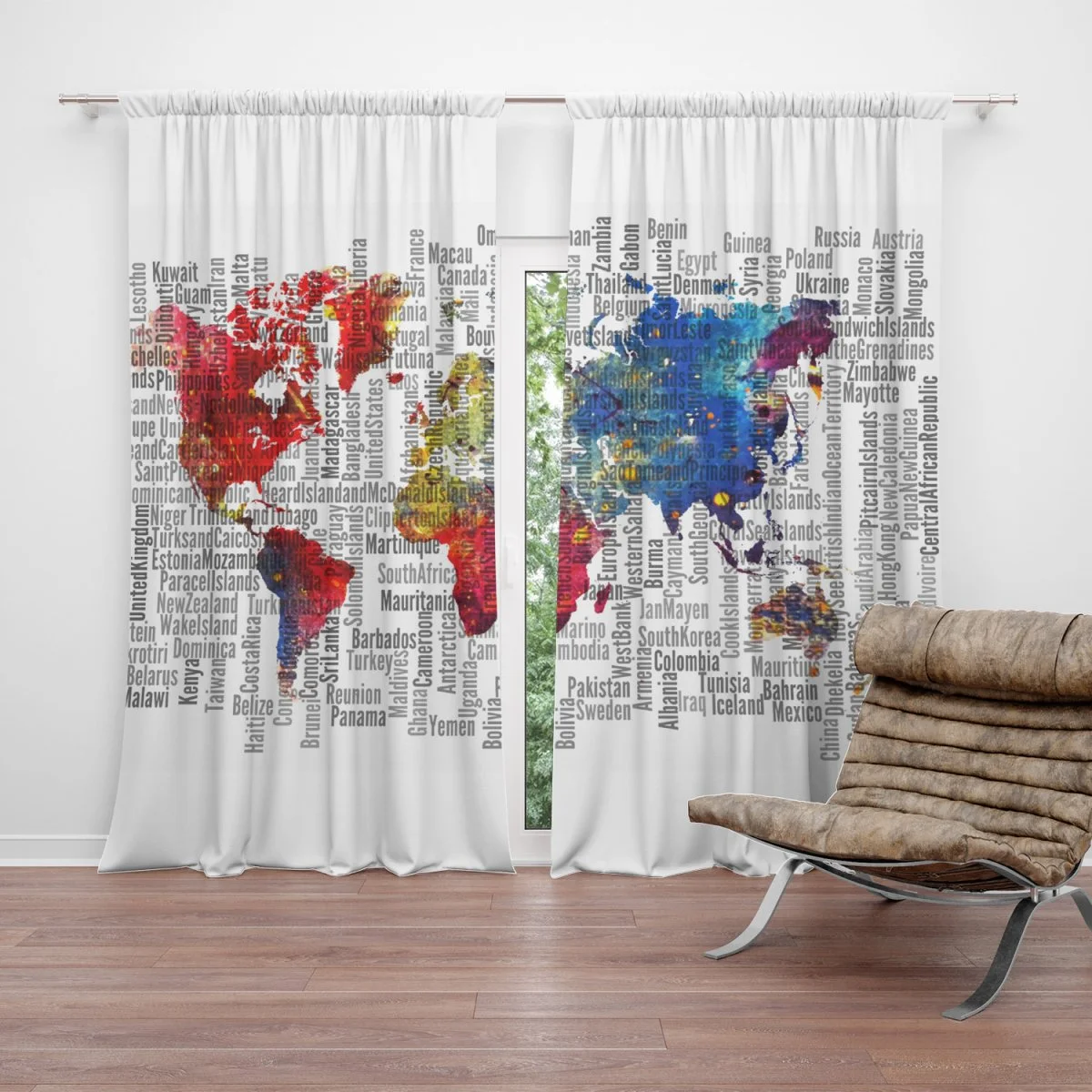 Závěs Jména států: 2ks 140x250cm