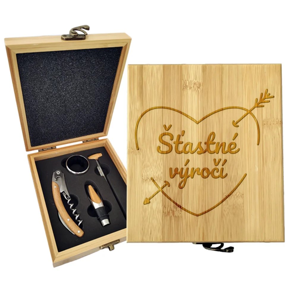 Dárková sada na víno Šťastné výročí: 147×168×49 mm