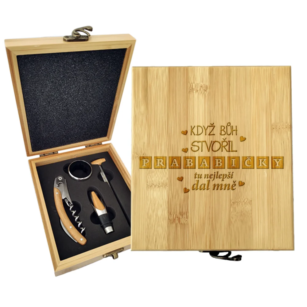Dárková sada na víno Když Bůh stvořil prababičky: 147×168×49 mm