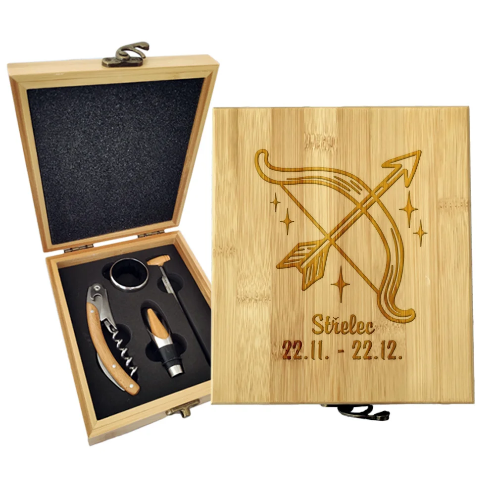 Dárková sada na víno Střelec: 147×168×49 mm