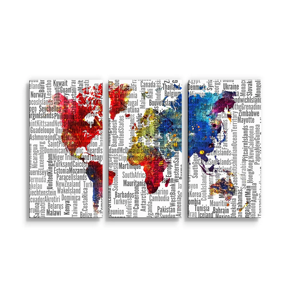 Obraz - 3-dílný Jména států - 120x80 cm