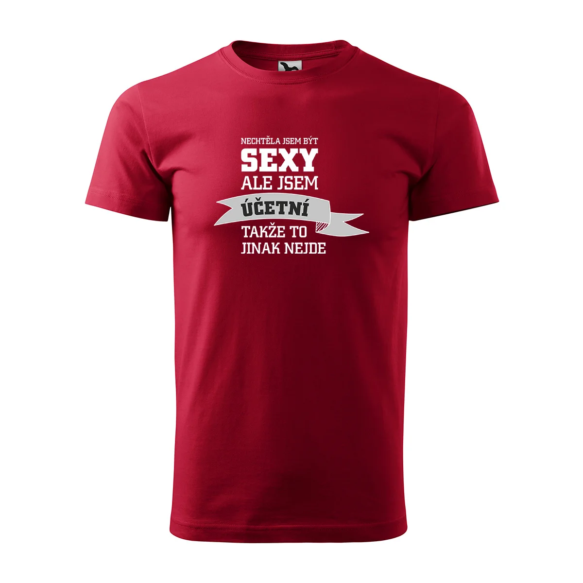 Tričko s potiskem Nechtěla jsem být sexy, ale jsem účetní - červené 4XL