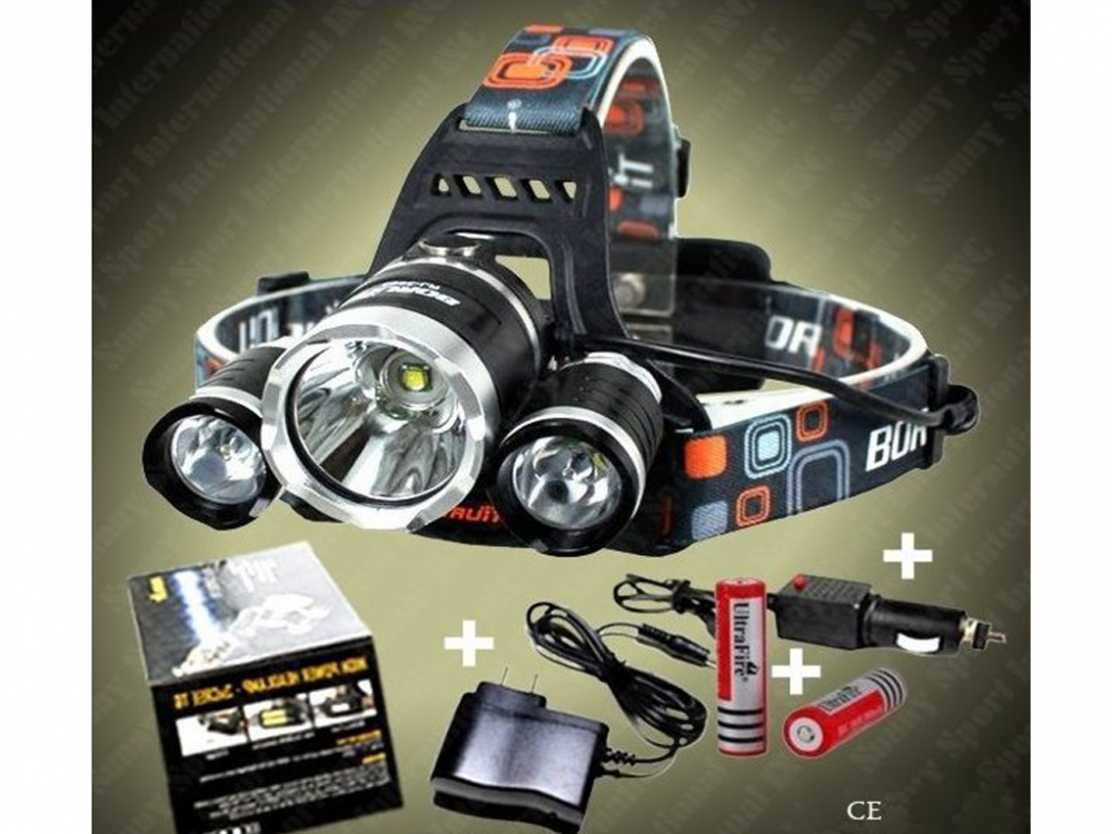 ERS Dobíjecí čelovka Boruit 3 x CREE LED + Příslušenství zdarma