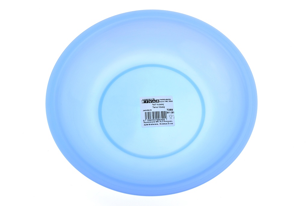 Fotografie Plastový hluboký opakovaně použitelný talíř TVAR (23x3,5cm) - Modrý