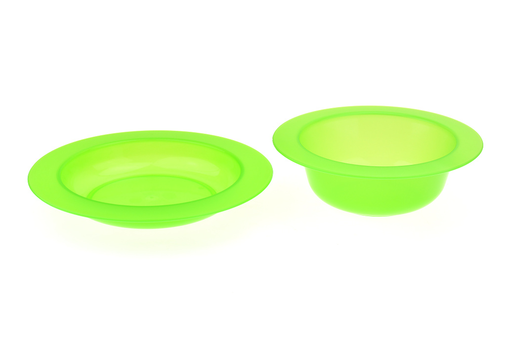 Dětské talíře TVAR set mělký+hluboký (20+17cm) - Zelený