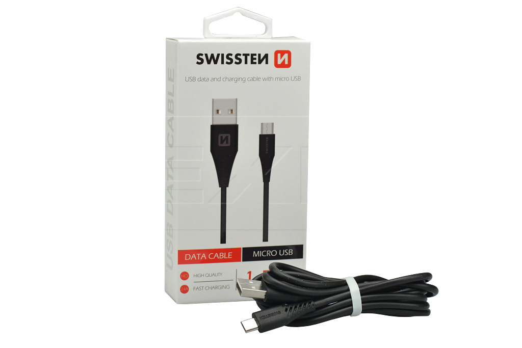 Fotografie Datový kabel SWISSTEN USB / microUSB (6,5mm) 1,5m black
