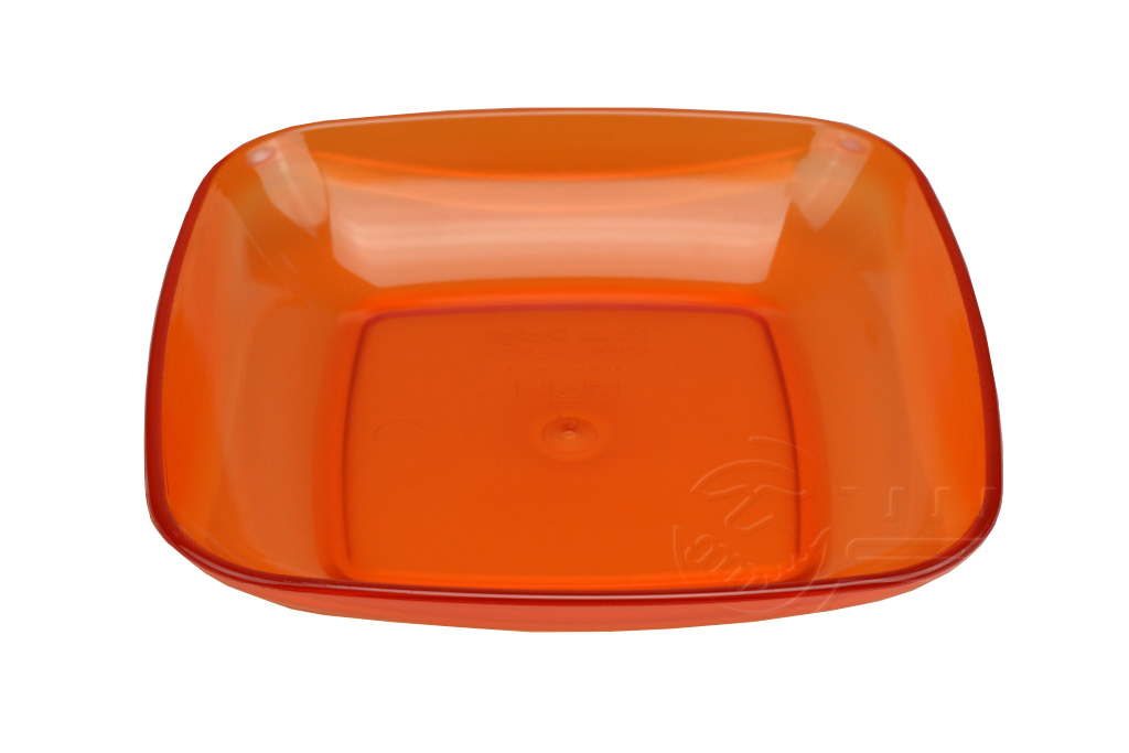 Průhledná plastová miska na potraviny IRAK 700ml - Oranžová (19x19x3,5cm)