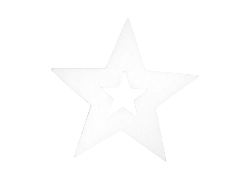 dekorace hvězdy 12ks bílé dřevo 4cm 8886414