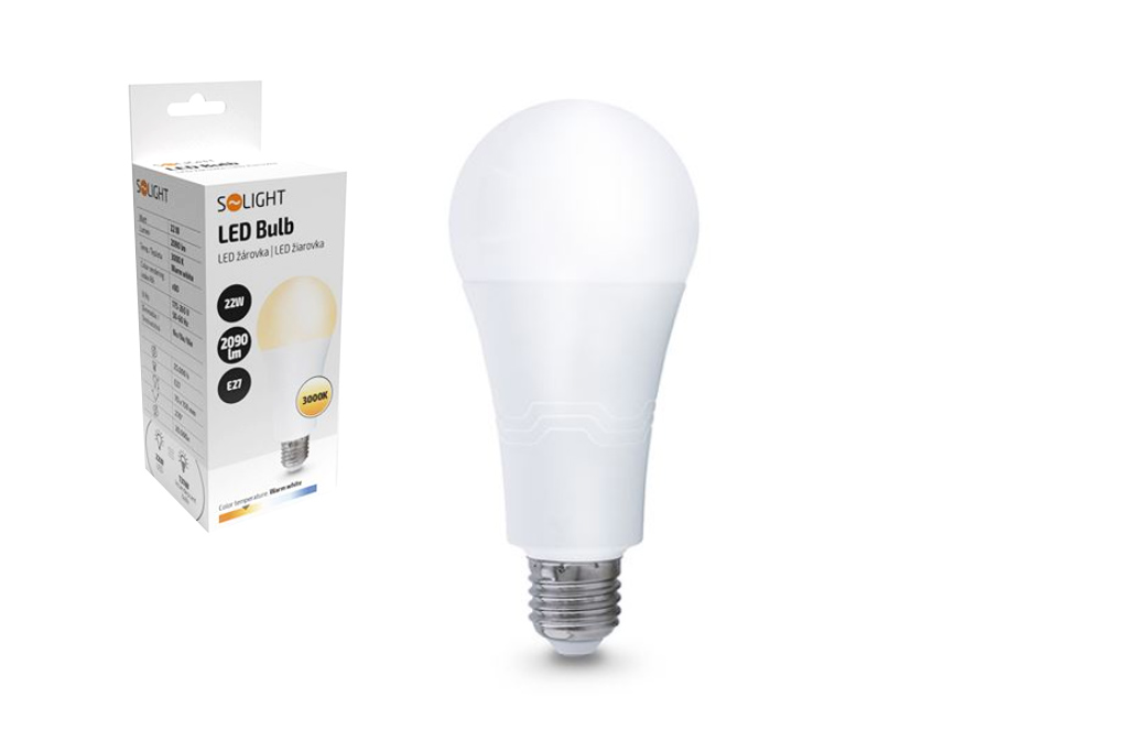 Fotografie Žárovka LED bulb, klasický tvar, 22W, E27, 3000K, 270°, 2090lm