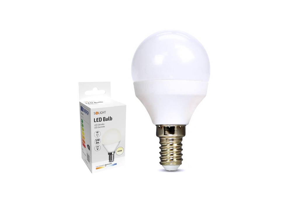 Fotografie Solight LED žárovka, miniglobe, 6W, E14, 4000K, 510lm, bílé provedení WZ417-1 Solight