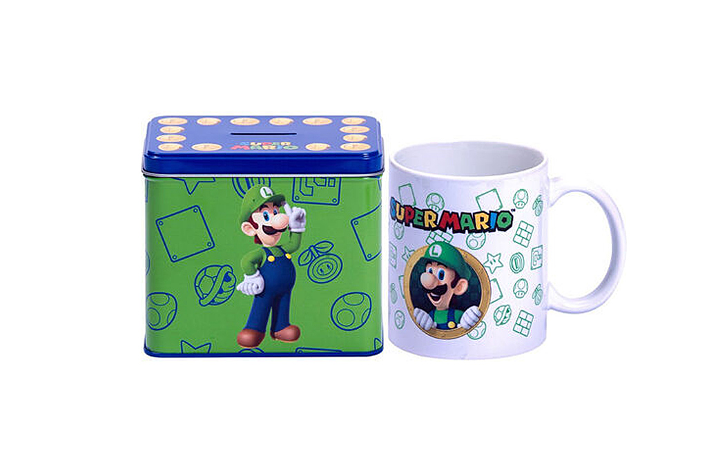 Fotografie Nintendo Luigi Super Mario Cup Hrnek s kasičkou na mince 9 x 13 x 11 cm