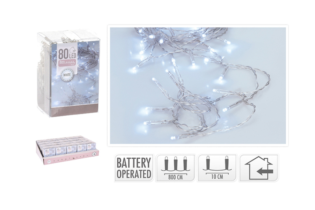 Fotografie Vánoční LED osvětlení na baterie 80 LED - Studená bílá