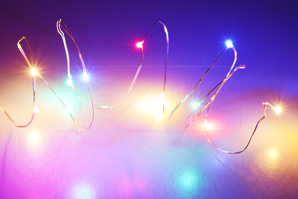 Fotografie Mikro LED světýlka na baterie (100cm) 10 diod - Multi barevný