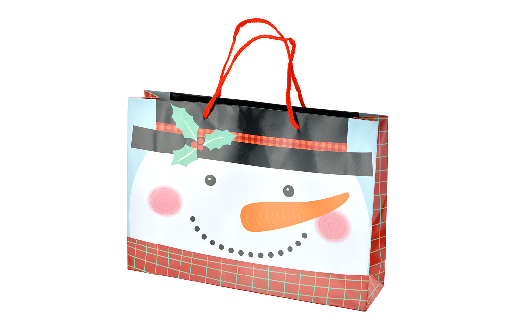 Vánoční dárková taška 34x24x8.5cm Sněhulák