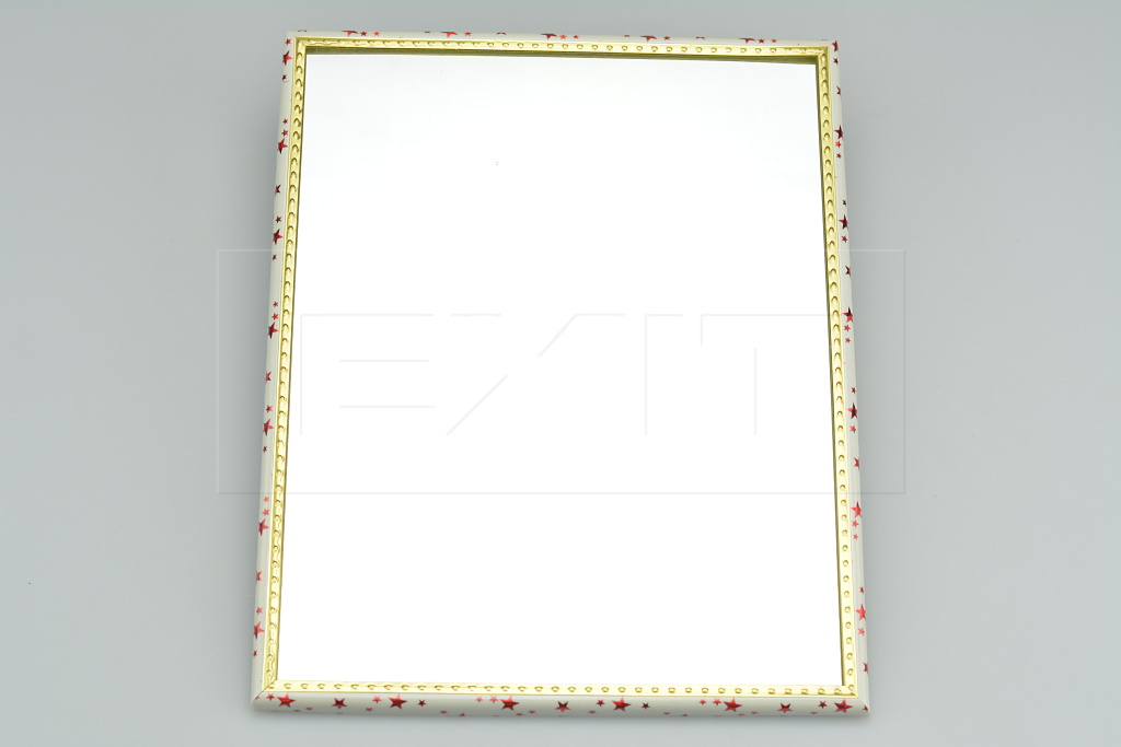 Zrcátko na pověšení na zeď (24.5x19.5cm) - Bílý rámeček s hvězdama