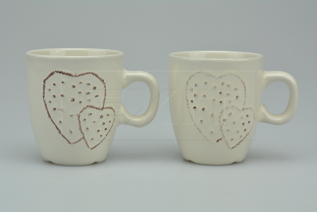 Fotografie Set 2ks keramických šálků na kávu SIAKI srdce - Krémově bílý