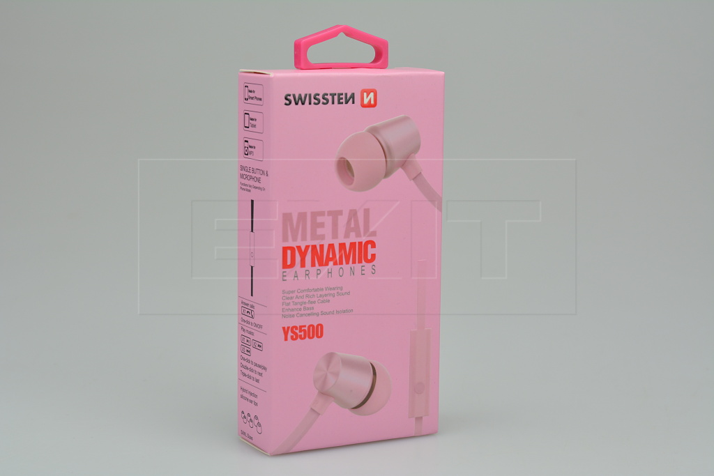 Stereo sluchátka s mikrofonem SWISSTEN YS500 METAL DYNAMIC - Růžové