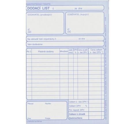Dodací listy A6 copy 100 listů