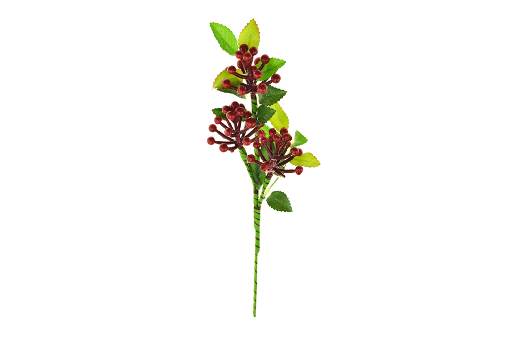 Fotografie Dekorační květina s bobulemi červená - Zápich 32cm