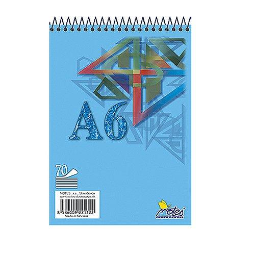 Blok A6 čistý 70 listů horní spirála