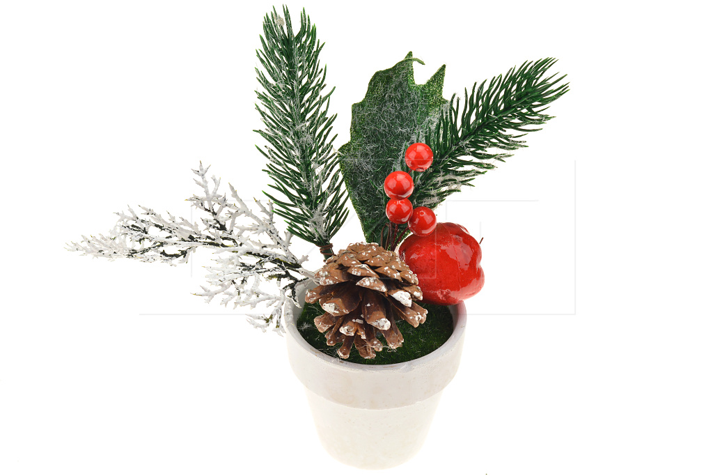 Fotografie Vánoční dekorace v květináčku (15x7cm) - Mix větviček