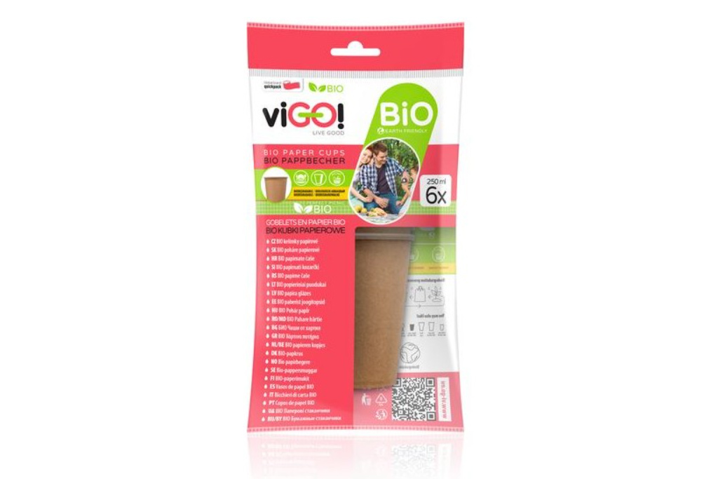 Fotografie ViGo! BIO Papírový kelímek 250 ml, hnědý, 6 ks