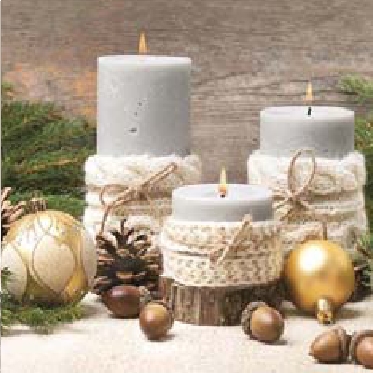 Ubrousky STIL 33x33cm vánoční motiv 470 svíčky přírodní