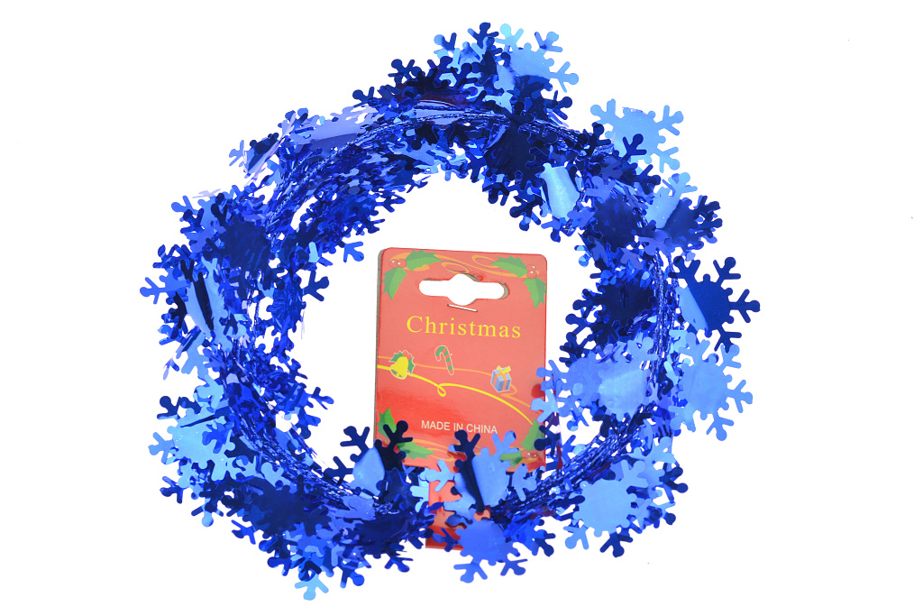 Fotografie Vánoční dekorace, drátek s vločkami - Modrý