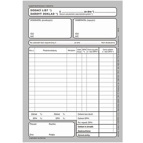 Dodací list-daňový doklad A5 copy 100 listů