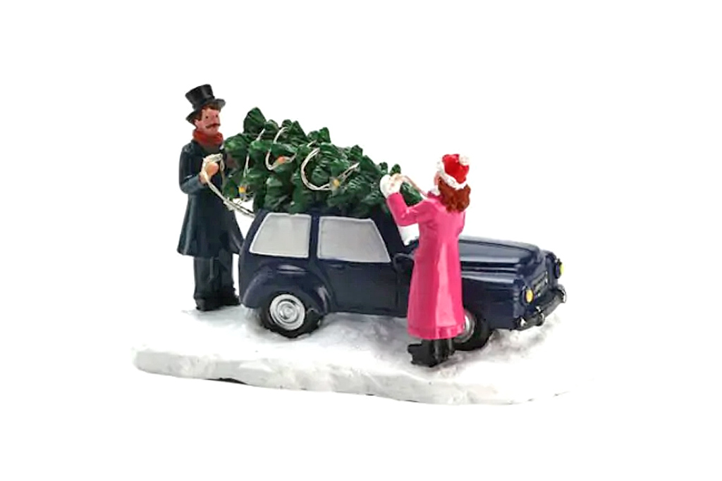 Fotografie Vánoční scéna stromek s autem - Modré auto 13 cm