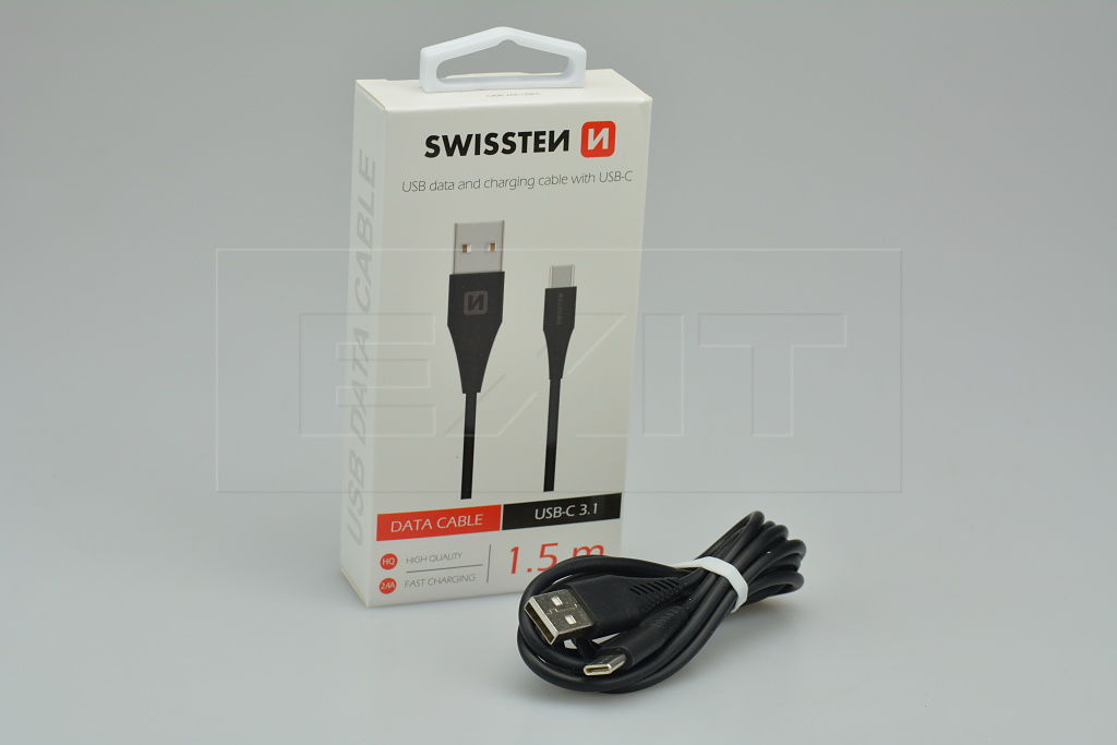 Fotografie Datový kabel SWISSTEN USB / USB-C 3.1 (7mm) black 1,5m