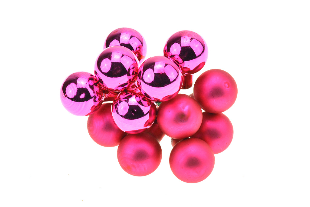 Skleněné dekorační kouličky (1cm) na svazku - Růžové