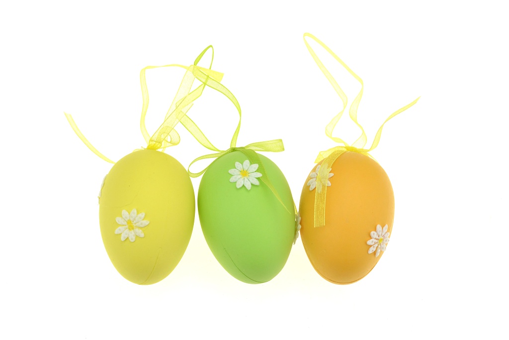 Fotografie Velikonoční vajíčka 3ks, 5cm, zelené, žluté, oranžové