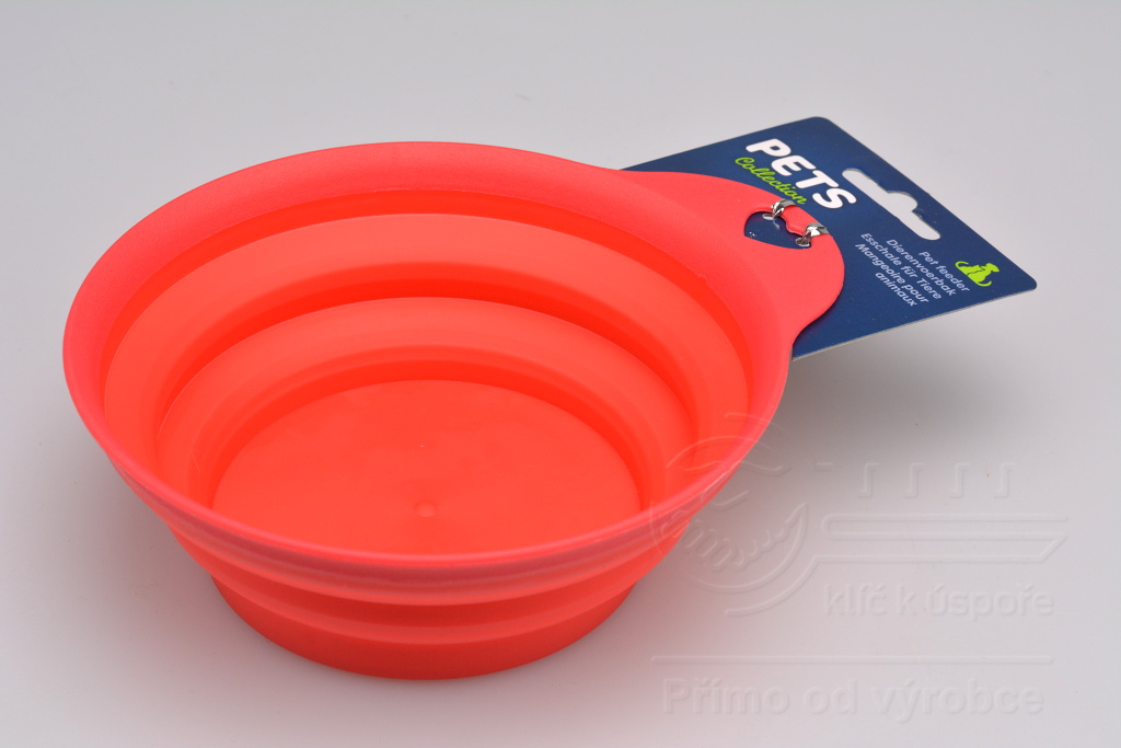 Skládací silikonová miska na pro psy a kočky - Červená (15x5,5cm)