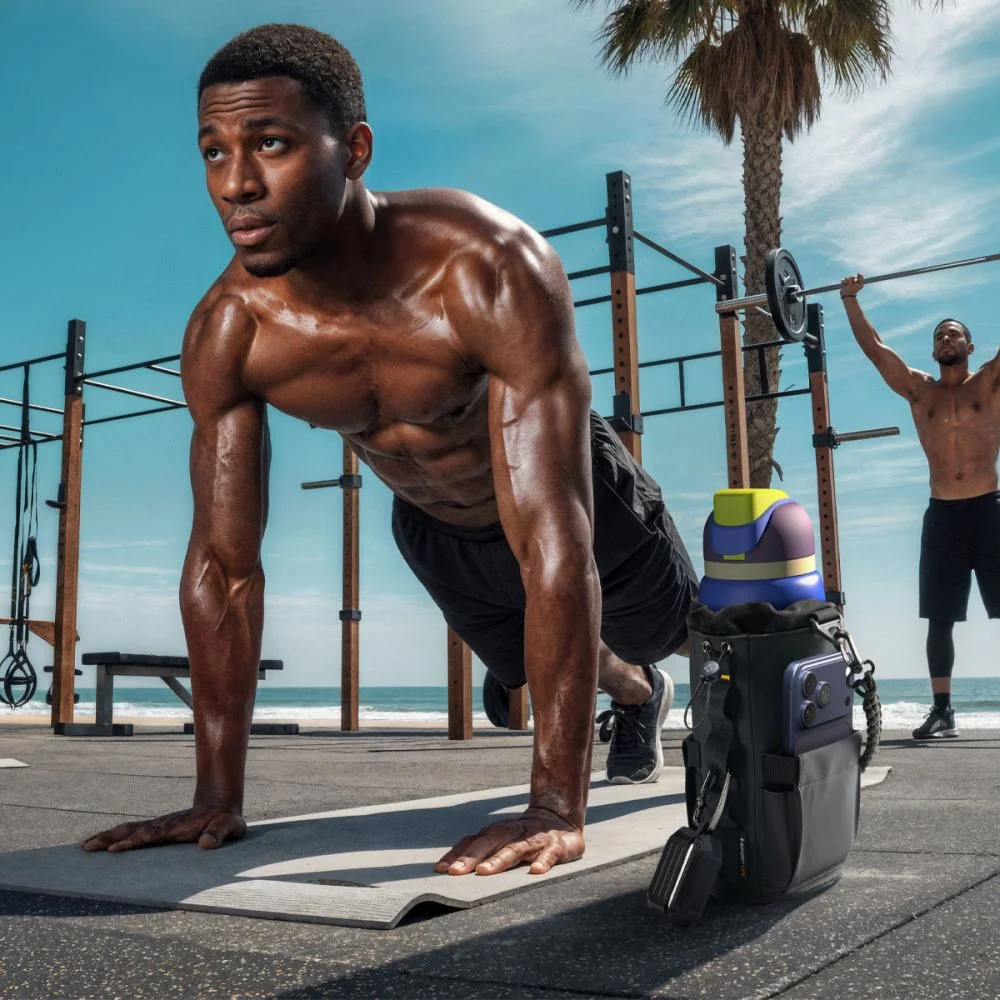 Fitness organizéry na lahve a tumbler s magnetem a poutkem